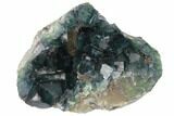 Cubic, Blue-Green Fluorite Crystals on Druzy Quartz - China #128868-1